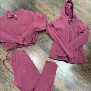Women's Burgundy Track Pants & Joggers Set